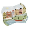 thumbnail image 1 of Ambesonne Cartoon Place Mats Set of 4, Quaint Village Street, Standard Size, Green Teal, 1 of 6