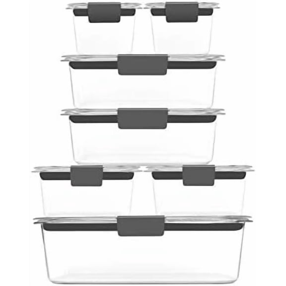 Brilliance Food Storage Containers, 14 Piece Plastic Containers with Lids, BPA-Free, Leak Proof, Clear