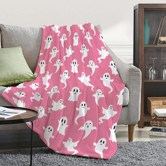 Pink Ghosts Blanket for Girls Women Kids Fleece Lightweight Throws Blanket Spooky for Boys Soft Flannel Blankets Decorations-30 x40
