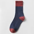 thumbnail image 6 of Xfvqtps Mens Crew Socks Mid Tube Color Blocking Knitting Thickened Sweat Absorbing Breathable Comfort Soft Warm Cotton Socks Navy, 6 of 6