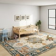 thumbnail image 3 of Washable Rug 5x7 - Ultra-Thin Antique Collection Area Rug, Stain Resistant Rugs For Living Room Bedroom, Distressed Rug(Orange And Blue, 5'X7'), 3 of 11