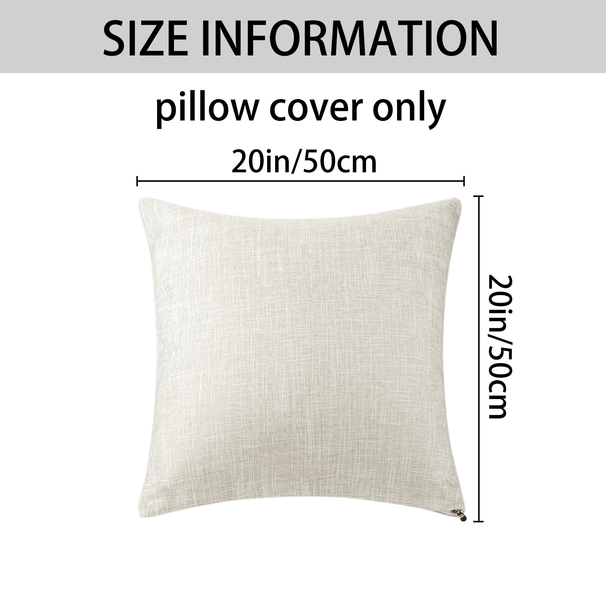 REGALWOVEN Linen Farmhouse Decorative Throw Pillow Covers Rustic Square Cushion Covers Set of 2 for Home Sofa Couch Beige 20" x 20"
