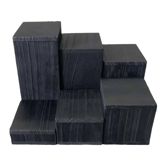 Segolike 6Pcs Wooden Display Stands Jewelry Racks Showcase Food Desktop Square Risers Black