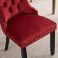 thumbnail image 4 of UHOMEPRO Dining Room Chairs Set of 2, Tufted Velvet Upholstered Dining Chair with Nailhead Trim and Solid Wood Legs, Accent Side Chair for Bedroom, Living Room, Red, 4 of 11
