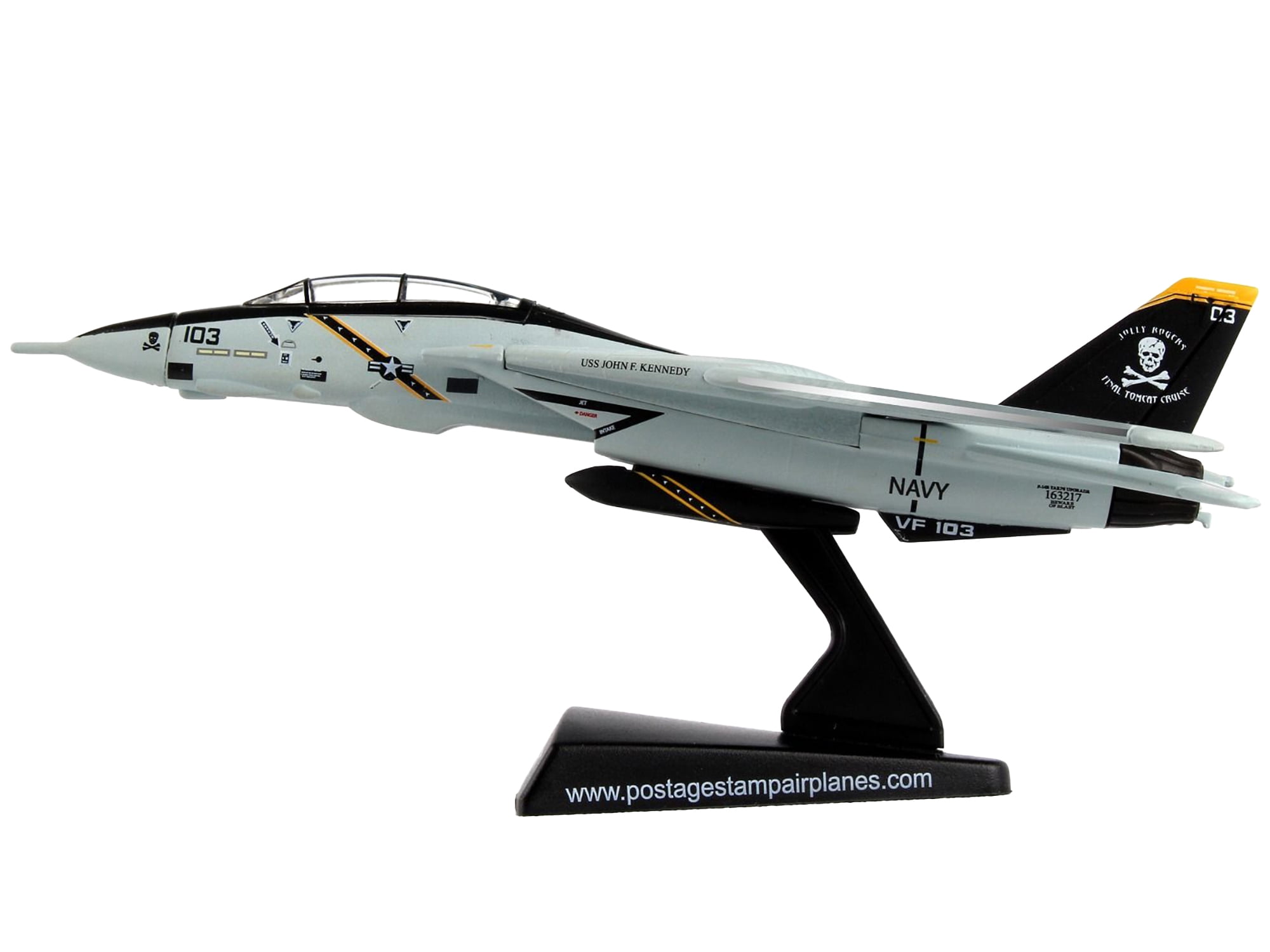 Diecast Metal Airplane w/ Stand - F-14 Tomcat VF-103 Jolly