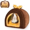 thumbnail image 1 of XINQIHANG Guinea Pig Hideout Bed House Large Bunny Rabbit Bed Cave, Warm Guinea Pig Hut for Ferrets Rats Chinchilla Hedgehogs Small Animals Pet Hideout Cave Bed (Brown), 1 of 6
