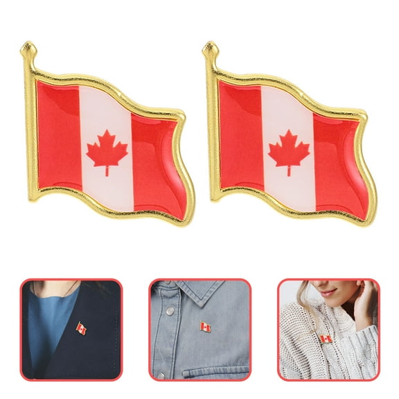 FRCOLOR 25pcs Metal Canada Flag Lapel Pin Canada National Flag Badge Brooches Canada Souvenir