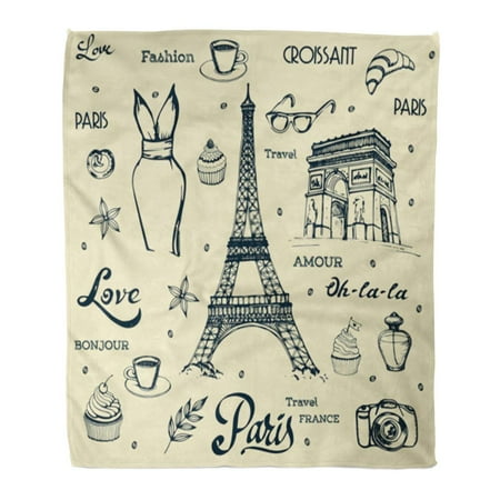 Poglip Flannel Throw Blanket Paris Eiffel Tower Symbols The French Word Bonjour Means Soft For Bed Sofa And Couch 50x60 Inches Canada Poglip Flannel Throw Blanket Paris, What Is The French Word For Sofa