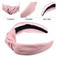 thumbnail image 3 of Diademas de cuero de PU anudadas cruzadas, Diadema ancha de moda antideslizante para mujeres, rosa, 2.78''x1.73'', 3 of 7
