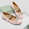 thumbnail image 3 of Kushyshoo Pink Girl's Bow Mary Jane Dress Shoes Ballet Princess Flats with Rhinestone Strap 2M, 3 of 6