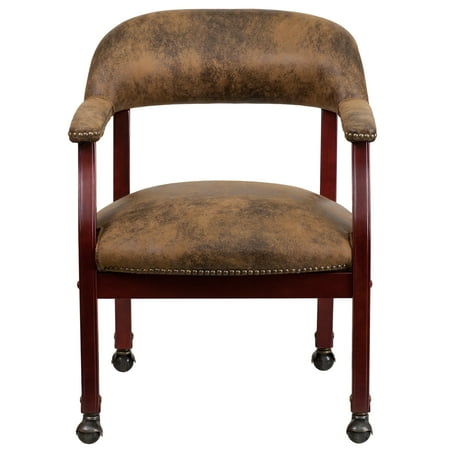 Flash Furniture - Sarah  Traditional Fabric Side Chair - Upholstered - Bomber Jacket Brown Microfiber