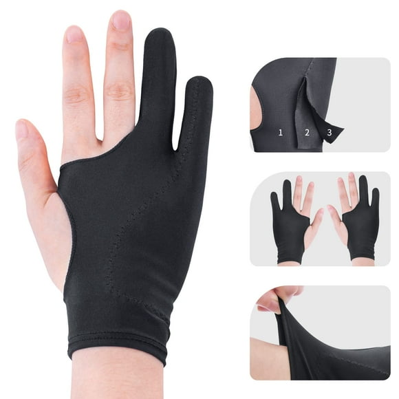 Guantes de dibujo artístico GUUGEI, 2 unidades, negros, para tableta