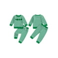 thumbnail image 2 of Miaouyo Baby 2Pcs Spring Outfits Long Sleeve Shamrock Embroidery Striped Sweatshirt + Pants Set Kid Clothes, 2 of 9