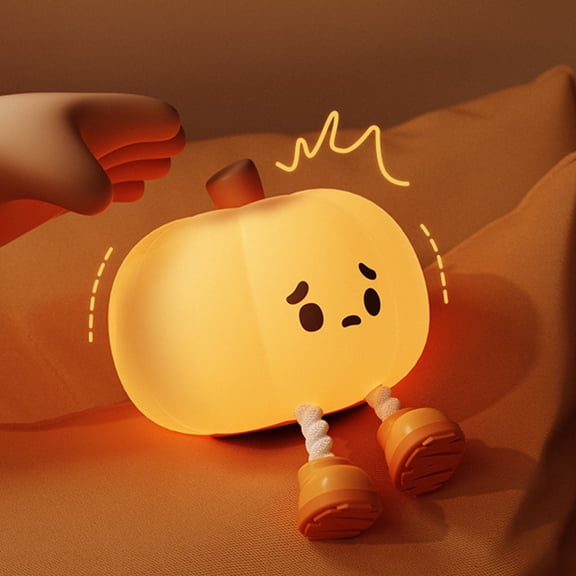 karymi Cute Pumpkin Night Light Bedroom Sleep Light Rechargeable LED Lights Bedside Pat Light Home Decor Toys Age 6-8