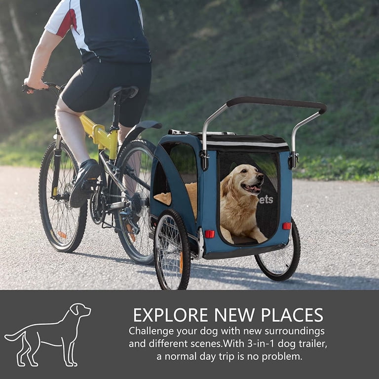 Sepnine 10202-Blue Large Pet Dog Trailer & Jogger, Blue - Walmart.com