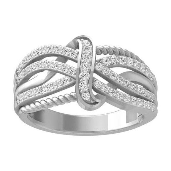 ARAIYA FINE JEWELRY 10K White Gold Round Diamond Fashion Band Ring (2/5 cttw, I2-I3 Clarity, I-J Color) Size 5