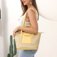 thumbnail image 3 of Bolsa de mano de paja hecho a mano para mujer Ehuebsd de hombro de cuero con cesta de gran capacidad informal para vacaciones Verano, 3 of 6