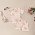 thumbnail image 3 of Toddler Girl 2T 3T 4T 5T Summer Outfits 2Pcs Clothes Floral Print Short Sleeve Tee Casual Knit Shorts Set Kaprioy Girl Summer Outfits, 3 of 6