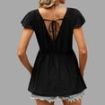 thumbnail image 4 of ZVAVZ Womens Summer Shirts Ruffle Cap Sleeve Peplum Tops Lace Crochet Eyelet Hide Belly Tunic Tops Casual Dressy Blouses,Womens Summer Tops, 4 of 7
