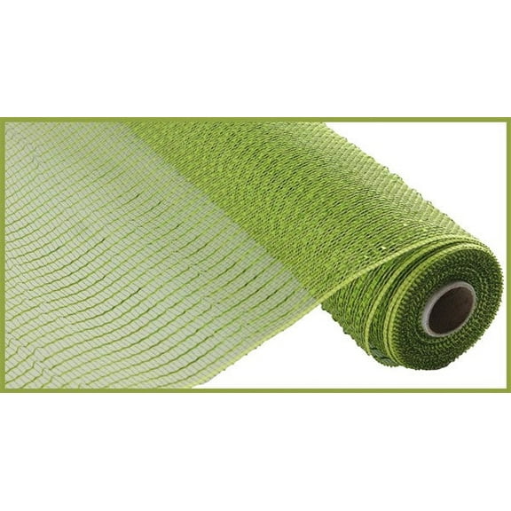 Wide Foil Deco Poly Mesh Ribbon, 10 Inches x 30 Feet (Moss/Apple, Lime Foil)