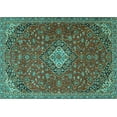 thumbnail image 1 of Ahgly Company Machine Washable Indoor Rectangle Medallion Turquoise Blue Traditional Area Rugs, 8' x 10', 1 of 4