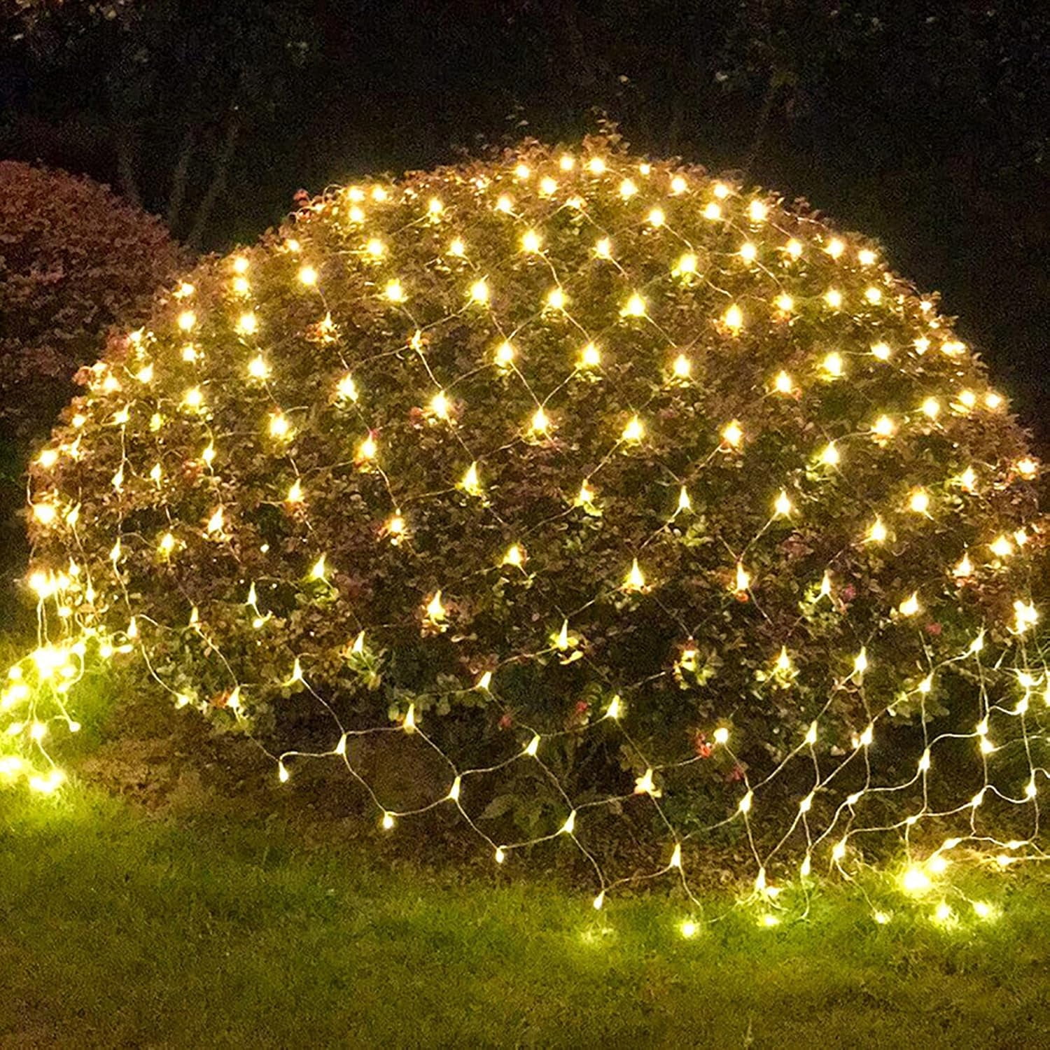 Solar Net Lights Outdoor Garden, 100LED 1.1M X 1.1M Waterproof 8 Modes Solar Mesh Fairy Icicle String Lights for Backyard Patio Gazebo Fence Lounge Party Decoration