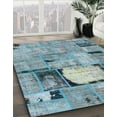 thumbnail image 3 of Ahgly Company Machine Washable Indoor Square Abstract SkyBlue Area Rugs, 6' Square, 3 of 7