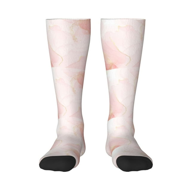 Gaeub Chaussettes Design Imprimé Marbre Rose Chaussettes Hautes Extensibles pour Hommes Femmes Adolescents, Chaussettes de Softball Soccer pour Randonnée, Sport