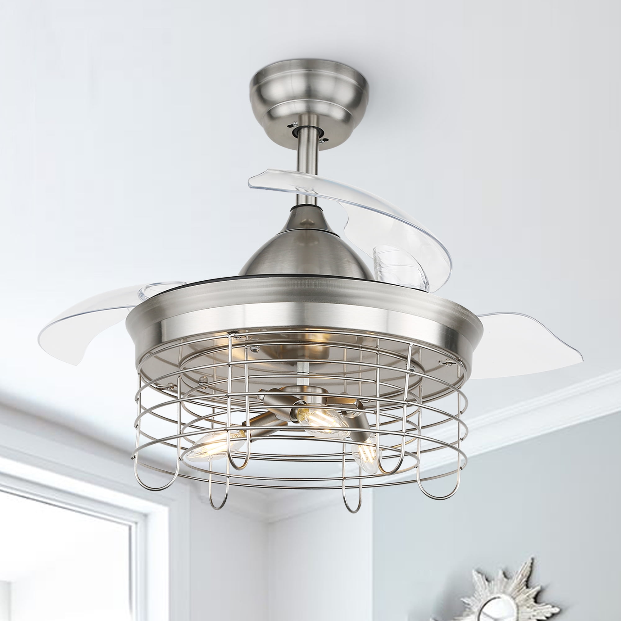 Cusp Barn Industrial 36" 3Blade Retractable Ceiling Fan with Remote