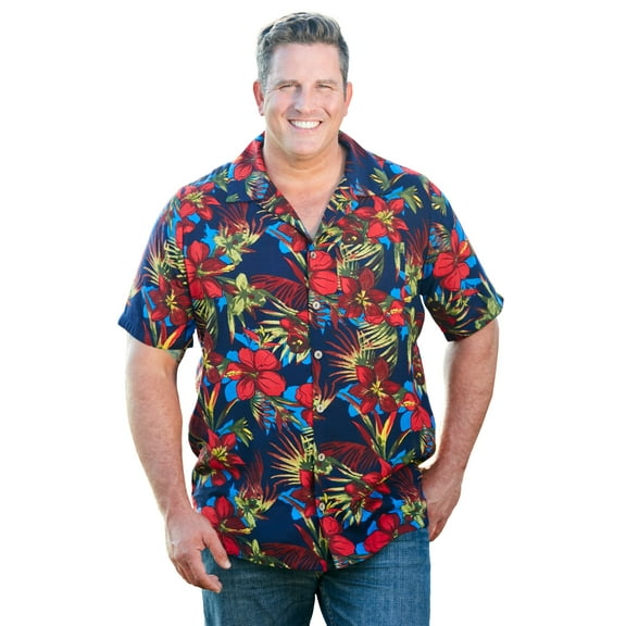 Men's Big & Tall Tropical Rayon Short-Sleeve Shirt