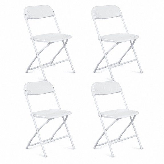 Alvantor 4 Pack Plastic Folding Chairs White Heavy Duty Indoor Outdoor Portable Stackable Chairs for Party Office Event Home