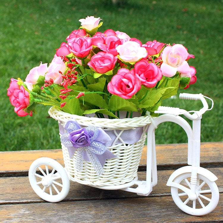 MINI Wheel Round Basket Containers Rattan floats Flower Vase Flowerpots BasketS 