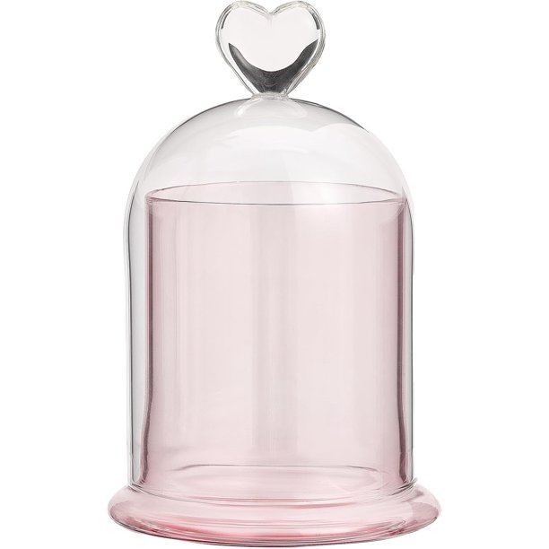 Terrario con cúpula de vidrio con patrón de corazón en forma de arco y base de vidrio, vitrina decorativa para candelabro, kits de exhibición de plantas de flores eternas de 4 x 6 pulgadas