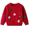 thumbnail image 2 of lnmuld Sweaters for Teens Winter Girls Knit Sweater with Handmade Floral Design Soft Warm Kids Pullover for Toddlers and Children Cozy Everyday Wear Size:7-8 Years, 2 of 8