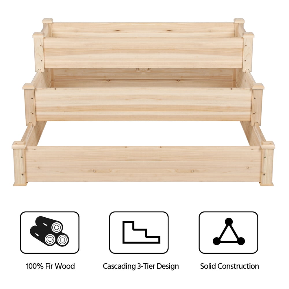 Yaheetech 3 Tier Elevated Raised Garden Bed Planter Box, Wood