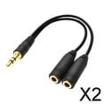 thumbnail image 1 of Adaptador De Cable Divisor De Audio Estéreo De 2x3,5 Mm Macho A 2 Hembra Y Para Micrófono De Auriculares 2 piezas, 1 of 9