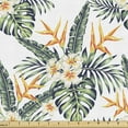 thumbnail image 1 of Hibiscus Fabric by the Yard, Summer Vibes Exotic Pointy Petal Flowers Pattern, Upholstery Fabric for Dining Chairs Home Decor Accents, 10 Yards, Laurel Green Cream by Ambesonne, 1 of 4