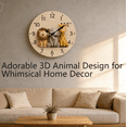 thumbnail image 3 of VOCOO Vintage 10" Silent Wall Clock, Non-Ticking Quartz Movement Wooden Round , Pseudo-3D Animal Clay Decorative Clock for Kids Room, 3 of 8