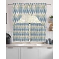 thumbnail image 2 of Blue Green Geometric Kitchen Curtains Sets 24 Inch Length with Valance, Southwest Ethnic Country Swag Valances and Tiers Curtain Set Drapes Swag Curtains for Living Room, Bathroom, Bedroom, Cafe, 2 of 6