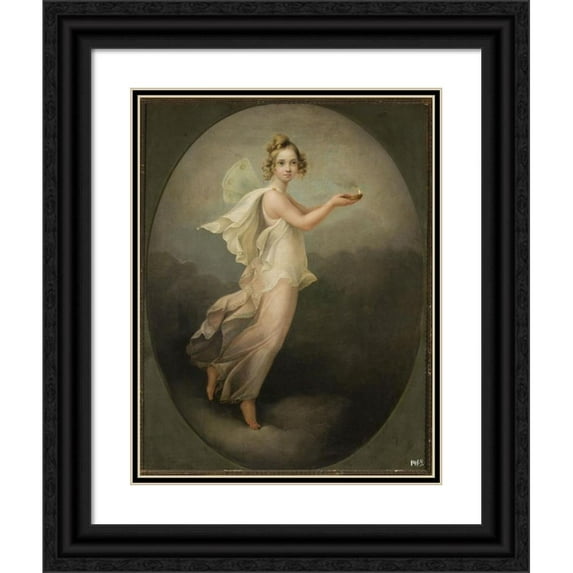 Johann Heinrich Beck 15x18 Black Ornate Wood Framed Double Matted Museum Art Print Titled - Psyche (1814)