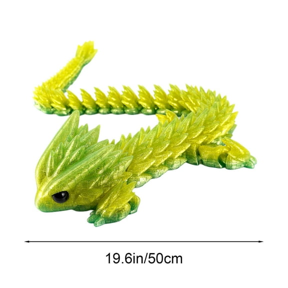 YOHAVEN Scaled Joints Movable Dragon Simulation Ornaments, Multicolor 12" Printed Dragon Figurines for Desktop Shelf Decoration, Fantasy Collectible for Home Office Display