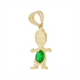 thumbnail image 2 of 14k Yellow Gold, Small Boy Pendant Charm Green May Created CZ Birthstone 13mm NO Necklace, 2 of 8