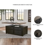 Signature Design by Ashley Tyler Creek 4 Drawer Coffee Table with Lift Top, Grayish Brown/Black