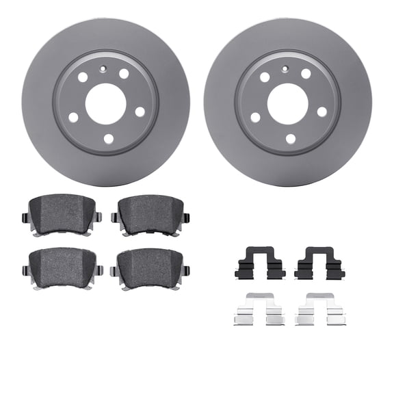 Dynamic Friction Company Rear Geospec Brake Rotors with 5000 Advanced Brake Pads includes Hardware 4512-73133