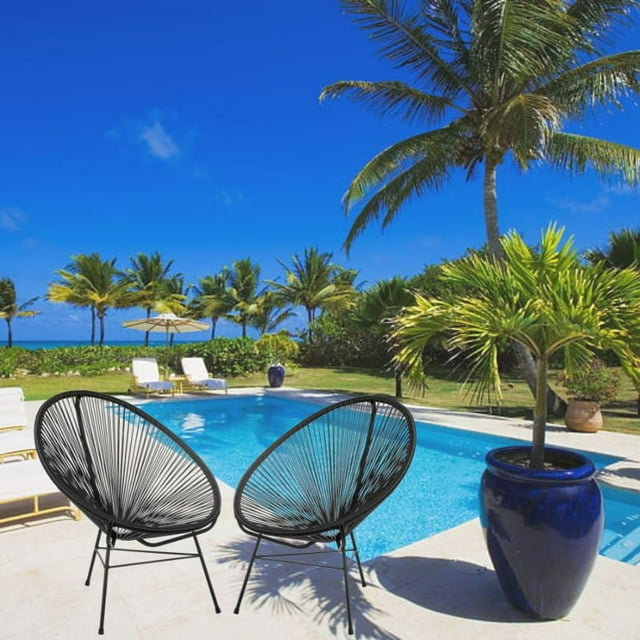 Costa Lounge Chair, Wire Lounge Chair, Plastic Lounge Chair, Beach Lounge Chair, Indoor-Outdoor Lounge Chair,Acapulco style Rattan,Weather Resistant,Patio Lounge Chair, Oval Lounge Chair - Set 2