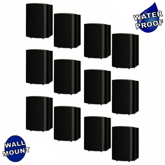 Theater Solutions TS425ODB Indoor or Outdoor Speakers Weatherproof Mountable Black 6 Pair Pack