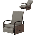 thumbnail image 1 of Outsunny Wicker Outdoor Recliner Chair, Lounge Chair with Side Tray, Grey, 1 of 10