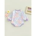 thumbnail image 4 of TSEXIEFOOFU Baby Girl Boy Sweatshirt Romper Floral Print Crew Neck Long Sleeve Snaps Jumpsuit for Toddlers, 0-24 Months, 4 of 8