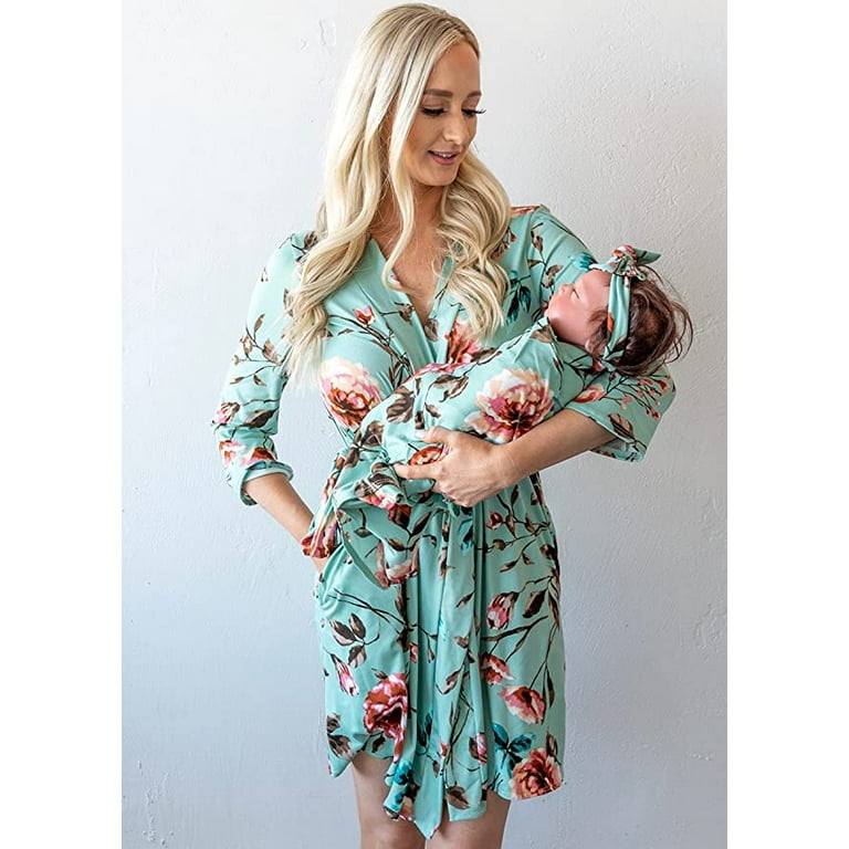 Little Adam and Eve Mommy and Me Robe and Baby Swaddle Set Maternity Robe for Hospital Women s Nursing Robe Baby Swaddle Blanket Walmart