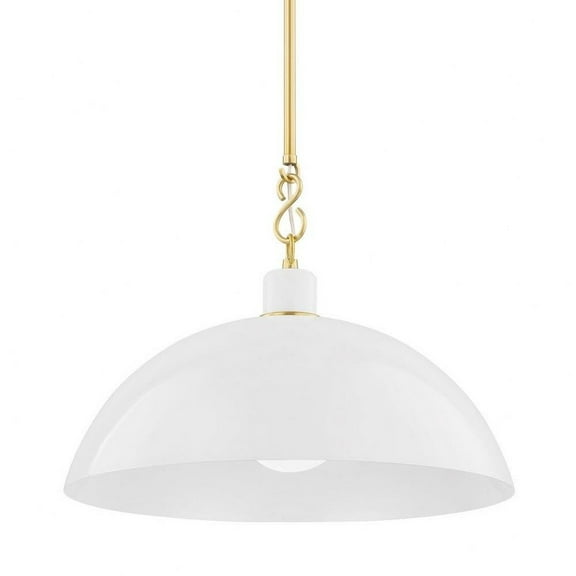 1 Light Large Pendant-10.75 inches Tall and 18 inches Wide-Aged Brass/White Finish Bailey Street Home 735-Bel-4956002